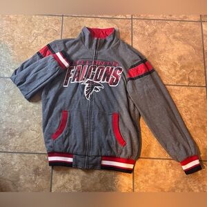 Atlanta Falcons Reversible Jacket NFL Red Satin Gray Fleece Size Large